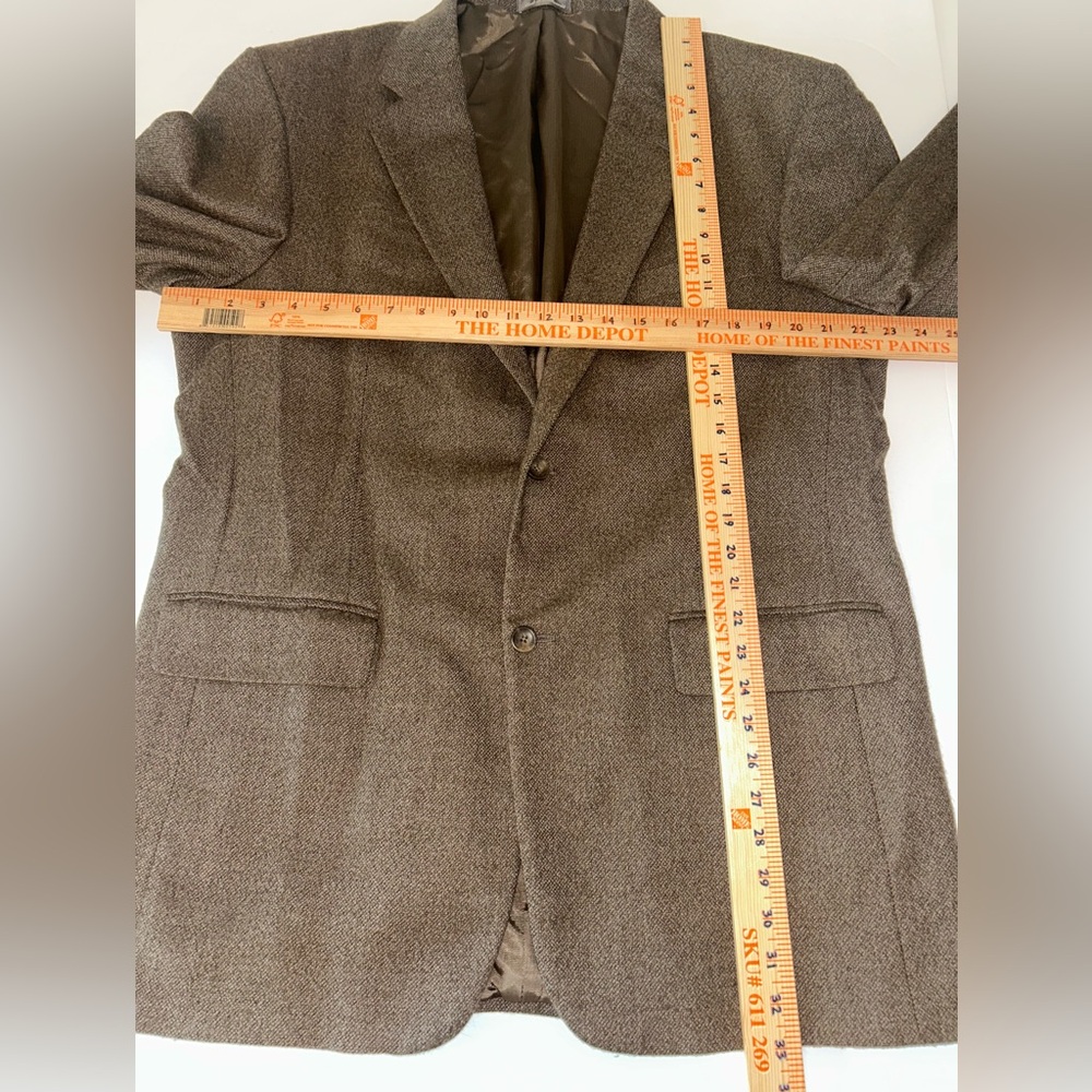 Oscar de la Renta men’s brown blazer jacket 2 button lambswool cashmere size 44L - Picture 4 of 15